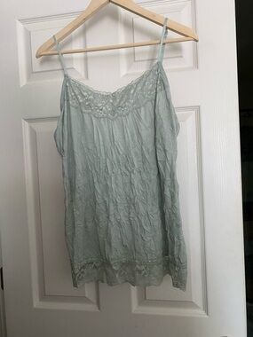 Maurices Crinkle Cami Lace Trim Light Sage Green XL